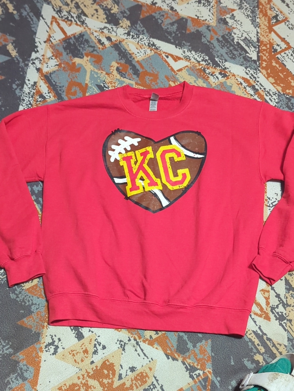 KC Heart Shirt, Kansas City Football Sweatshirt, Red & Gold